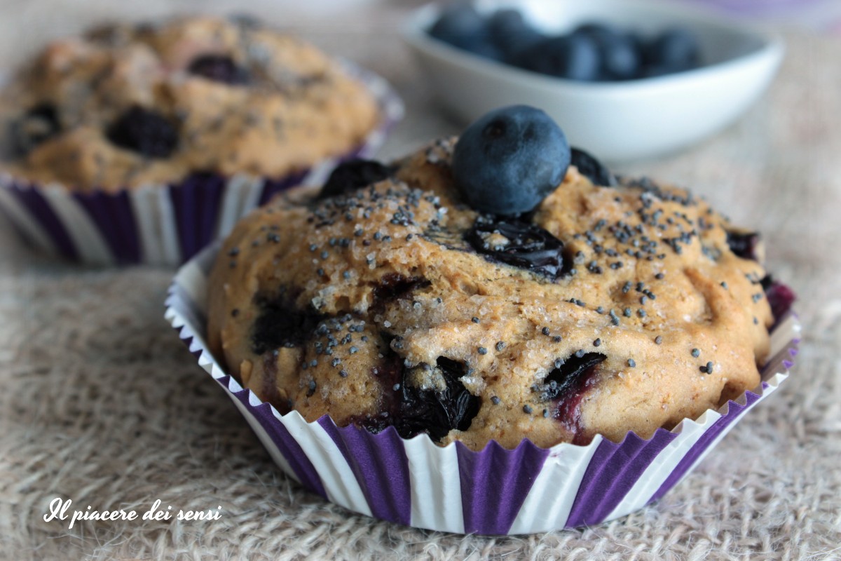Muffins ai mirtilli con farina di segale